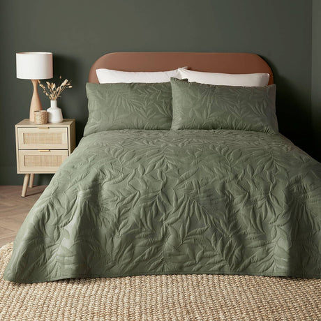 Luana Floral Bedspread 200cm x 230cm - Luana Bedspread In Dark Green 200 X 230Cm 1