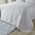 Luana Floral Bedspread 200cm x 230cm - Luana Bedspread In Silver 200 X 230Cm 1