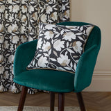Luna Floral Cotton Cushion Cover 43cm x 43cm - Black