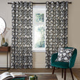 Luna Floral Cotton Eyelet Curtains - Black Light Filtering