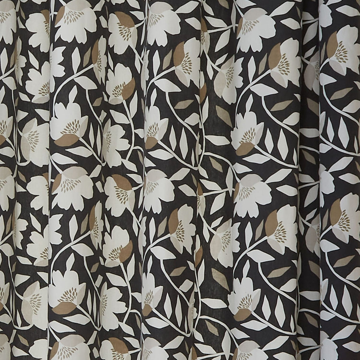 Luna Floral Cotton Eyelet Curtains - Black Light Filtering - Luna Eyelet Curtains In Black 3