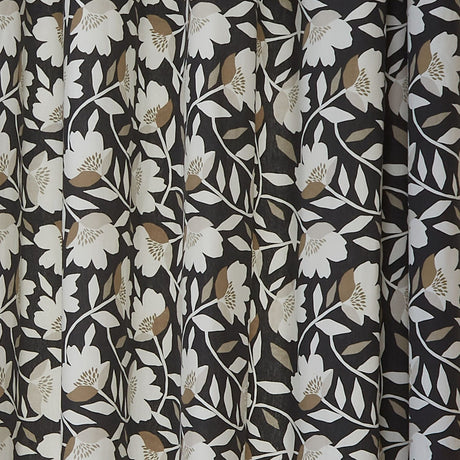Luna Floral Cotton Eyelet Curtains - Black Light Filtering - Luna Eyelet Curtains In Black 3