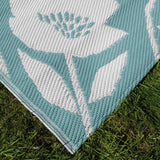 Luna Floral Outdoor Garden Rug 120cm x 170cm - Luna Outdoor Rug In Duck Egg 120 X 170Cm 2
