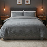 Diamond Cut Teddy Fleece Duvet Cover Set - Silver Grey
