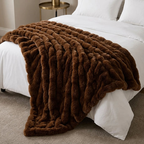 Luxury Fur 3D Chocolate Throw Blanket 150cm x 200cm-4