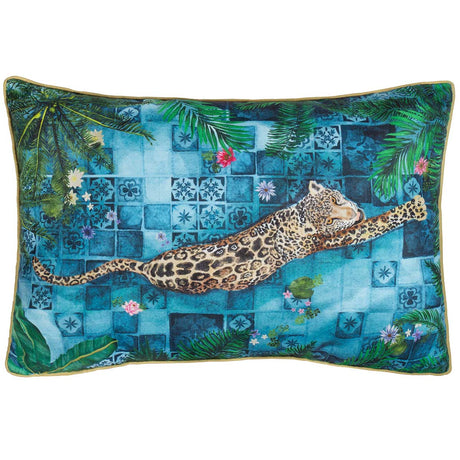 Majorelle Leopard Outdoor Cushion Cover / Filled Cushion 16" x 24" (40cm x 60cm) by Paoletti