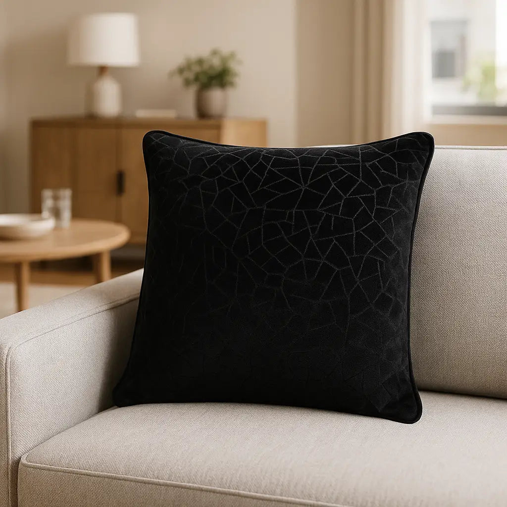 Malans Velvet Black Cushion Cover or Filled Cushion 45cm x 45cm