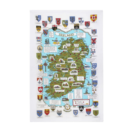 Ulster Weavers Map & Crests 100% Cotton Tea Towel Green