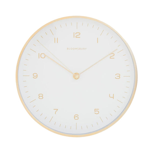 Marfa White and Gold Round Wall Clock 25cm