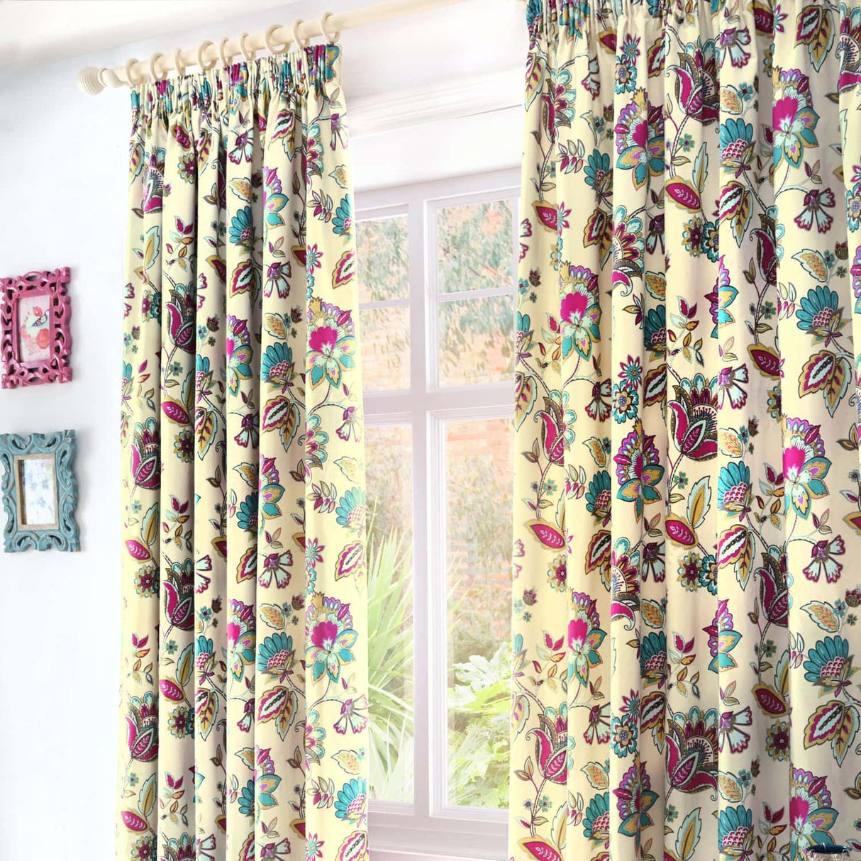 Marinelli Floral Pencil Pleat Curtains Thermal Light Filtering