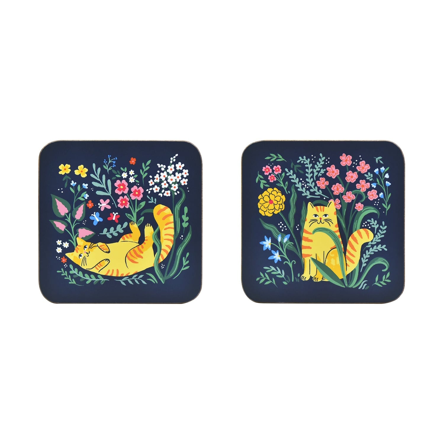 Ulster Weavers Marmalade Meadow Floral Cat Coasters 4 Pack