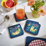 Ulster Weavers Marmalade Meadow Floral Cat Coasters 4 Pack - Marmalade Meadow Coasters 4 Pack In Navy 2