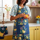 Ulster Weavers Marmalade Meadow Floral Cat Cotton Apron - Marmalade Meadow Cotton Apron In Navy 2