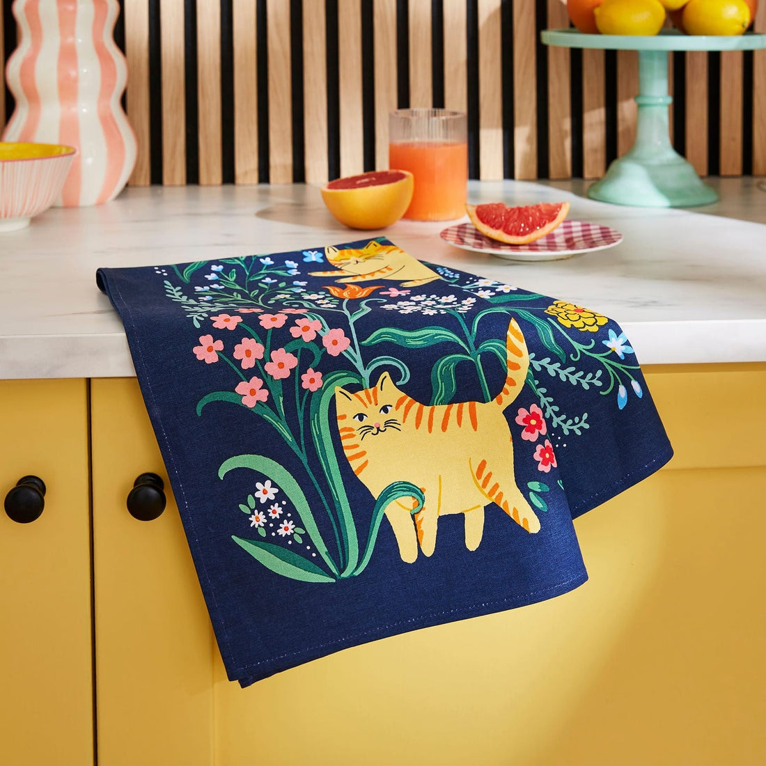Ulster Weavers Marmalade Meadow Floral Cat 100% Cotton Tea Towel