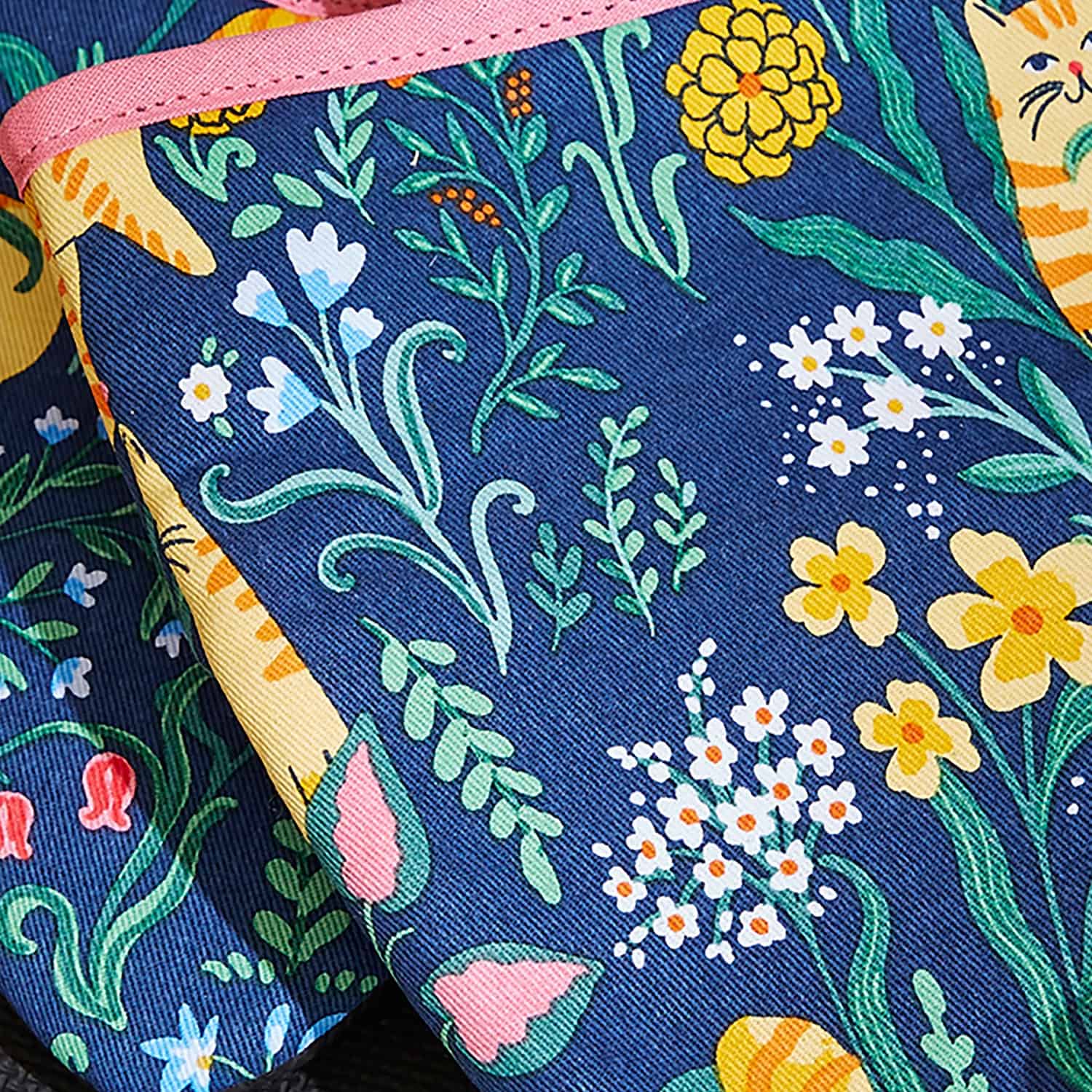 Ulster Weavers Marmalade Meadow Floral Cat Microwave Mitts Pair - Marmalade Meadow Microwave Mitts Pair In Navy 4