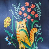 Ulster Weavers Marmalade Meadow Floral Cat Foldable Tote Bag - Marmalade Meadow Pvc Bag Small In Navy 4