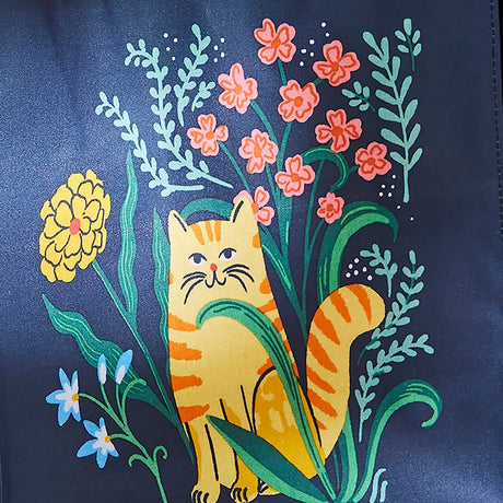 Ulster Weavers Marmalade Meadow Floral Cat Foldable Tote Bag - Marmalade Meadow Pvc Bag Small In Navy 4