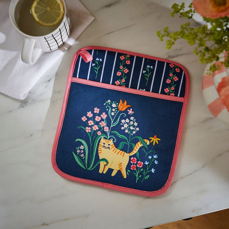 Ulster Weavers Marmalade Meadow Floral Cat Pot Mitt - Marmalade Meadow Pot Mitt In Navy 2
