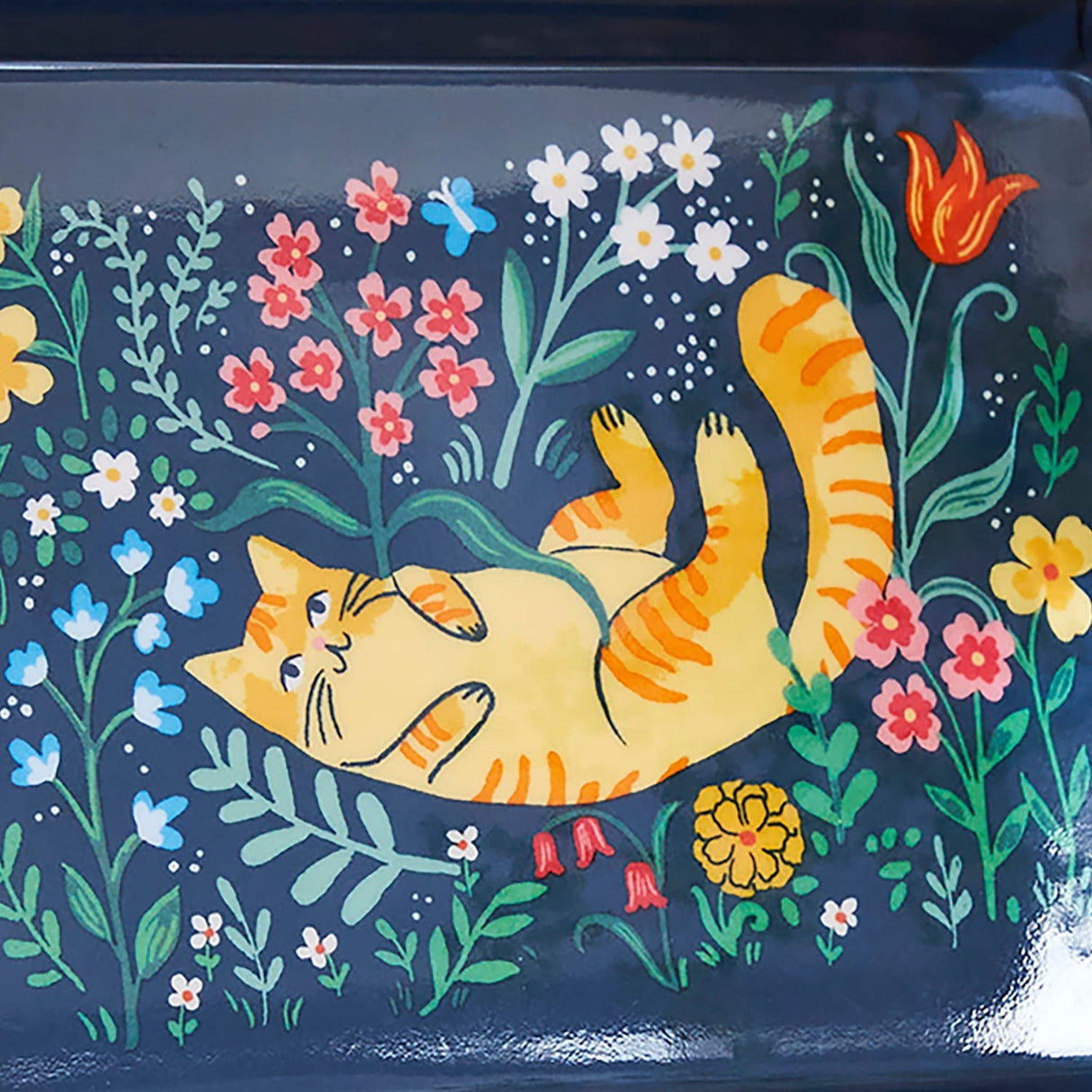 Ulster Weavers Marmalade Meadow Floral Cat Scatter Tray - Marmalade Meadow Scatter Tray In Navy 4