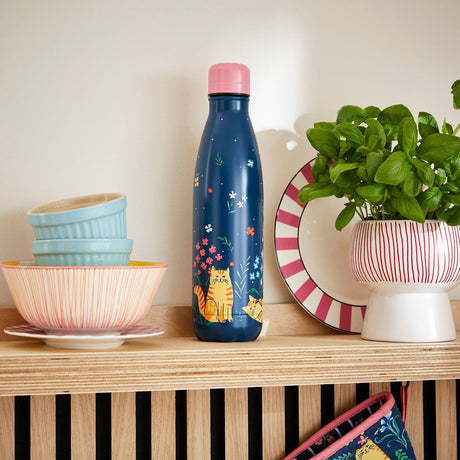 Ulster Weavers Marmalade Meadow Floral Cat Water Bottle - Marmalade Meadow Water Bottle In Navy 2
