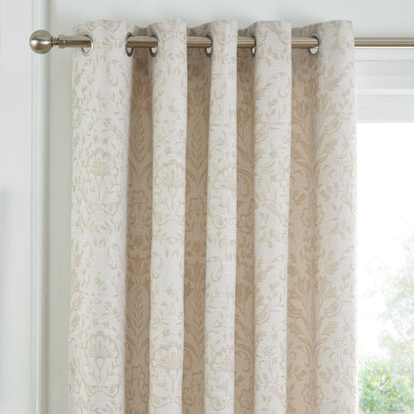Marple Thermal Eyelet Curtains - Natural Light Filtering Jacquard - Marple Eyelet Curtains In Natural 2