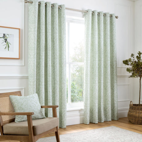 Marple Thermal Eyelet Curtains - Sage Green Light Filtering Jacquard