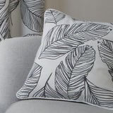 Matteo Leaf Cotton Cushion Cover 43cm x 43cm - Black