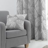 Matteo Leaf Cotton Cushion Cover 43cm x 43cm - Grey - Matteo Cushion In Grey 43 X 43Cm 2