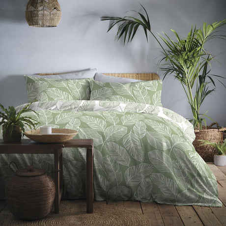 Matteo Easy Care Polycotton Duvet Cover Set - Green