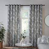 Matteo Leaf Cotton Eyelet Curtains - Black Light Filtering