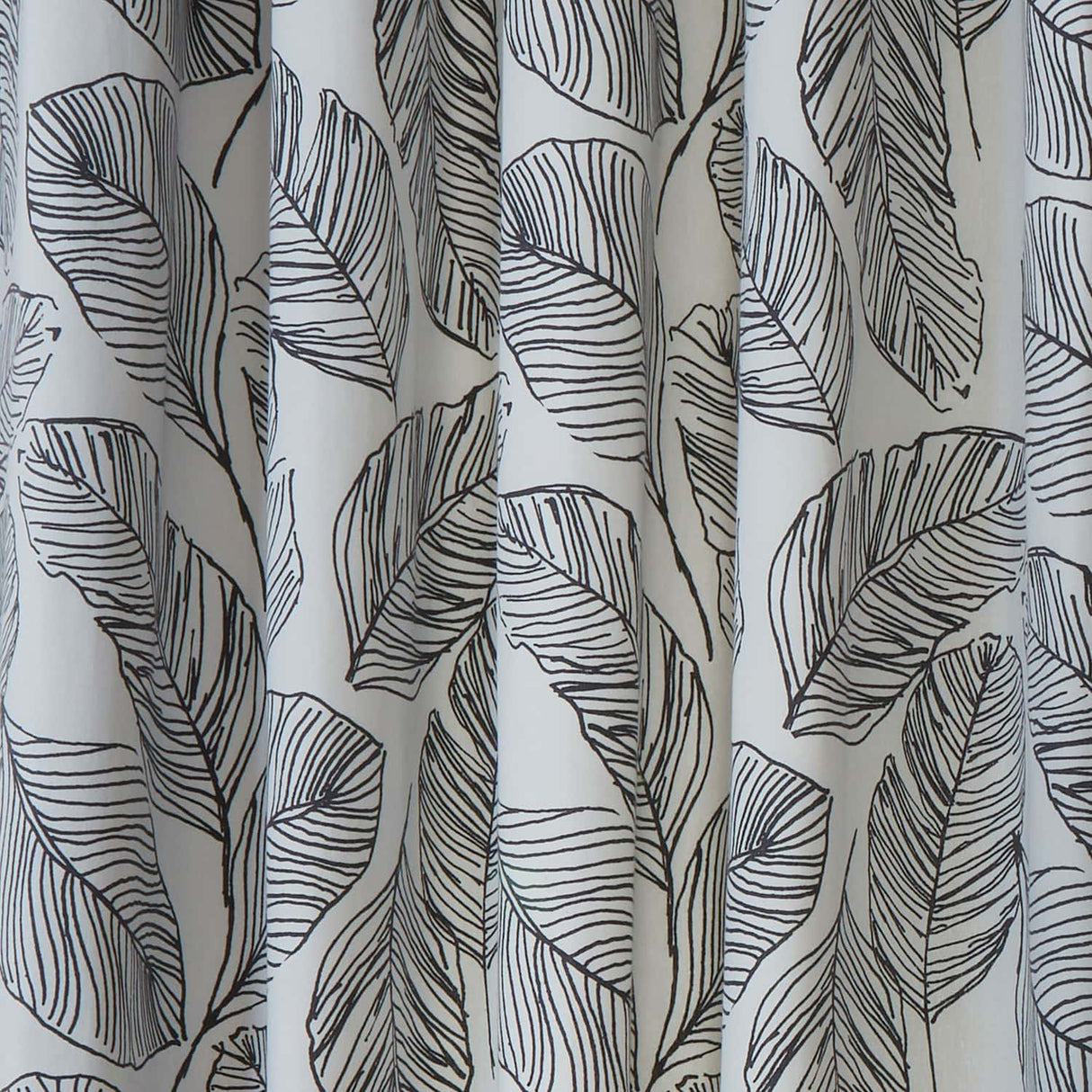 Matteo Leaf Cotton Eyelet Curtains - Black Light Filtering - Matteo Eyelet Curtains In Black 3