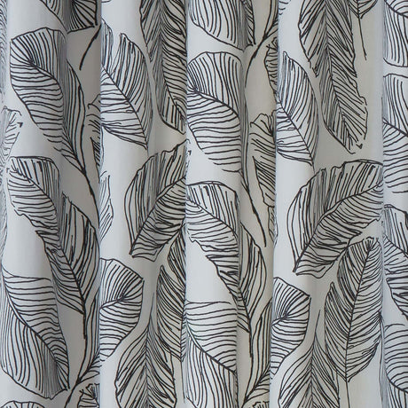 Matteo Leaf Cotton Eyelet Curtains - Black Light Filtering - Matteo Eyelet Curtains In Black 3