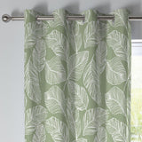 Matteo Leaf Cotton Eyelet Curtains - Green Light Filtering