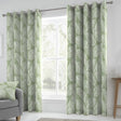 Matteo Leaf Cotton Eyelet Curtains - Green Light Filtering - Matteo Eyelet Curtains In Green 2