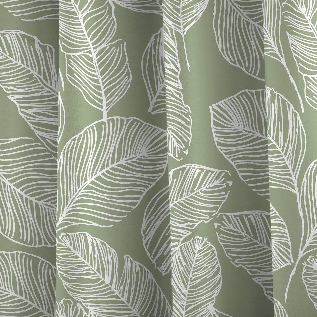 Matteo Leaf Cotton Eyelet Curtains - Green Light Filtering - Matteo Eyelet Curtains In Green 3