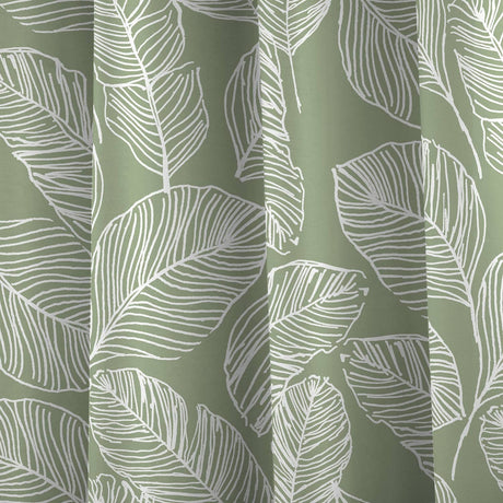 Matteo Leaf Cotton Eyelet Curtains - Green Light Filtering - Matteo Eyelet Curtains In Green 3