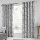 Matteo Leaf Cotton Eyelet Curtains - Grey Light Filtering - Matteo Eyelet Curtains In Grey 2
