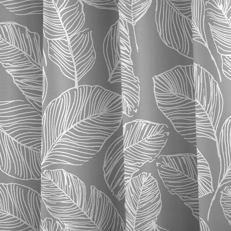 Matteo Leaf Cotton Eyelet Curtains - Grey Light Filtering - Matteo Eyelet Curtains In Grey 3