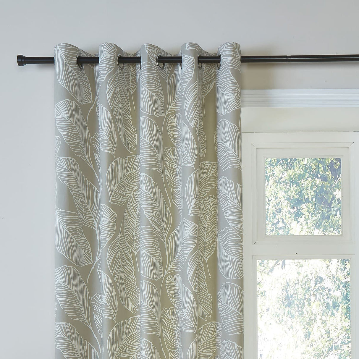 Matteo Leaf Cotton Eyelet Curtains - Natural Light Filtering - Matteo Eyelet Curtains In Natural 2