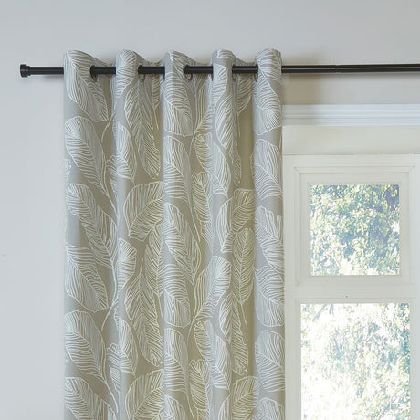 Matteo Leaf Cotton Eyelet Curtains - Natural Light Filtering - Matteo Eyelet Curtains In Natural 2