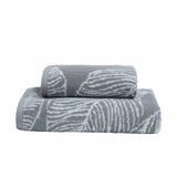 Matteo Leaf Jacquard 550gsm Cotton Bathroom Towel - Grey - Matteo Towels In Grey 3