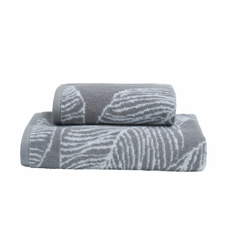 Matteo Leaf Jacquard 550gsm Cotton Bathroom Towel - Grey - Matteo Towels In Grey 3