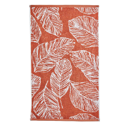 Matteo Leaf Jacquard 550gsm Cotton Bathroom Towel - Terracotta - Matteo Towels In Terracotta 2