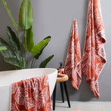 Matteo Leaf Jacquard 550gsm Cotton Bathroom Towel - Terracotta - Matteo Towels In Terracotta 3
