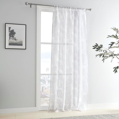 Matteo Leaf Voile Curtain Panel - Matteo Voile Panel In Grey 3