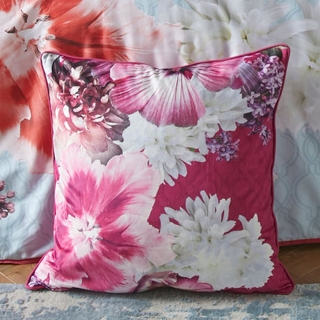 Laurence Llewelyn-Bowen Mayfair Lady Floral Velvet Cushion Cover - Mayfair Lady Cushion In Pink 55 X 55Cm 2