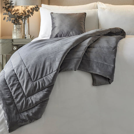 Melanie Velvet Bedspread 150cm x 220cm - Melanie Bedspread In Slate 150 X 220Cm 2