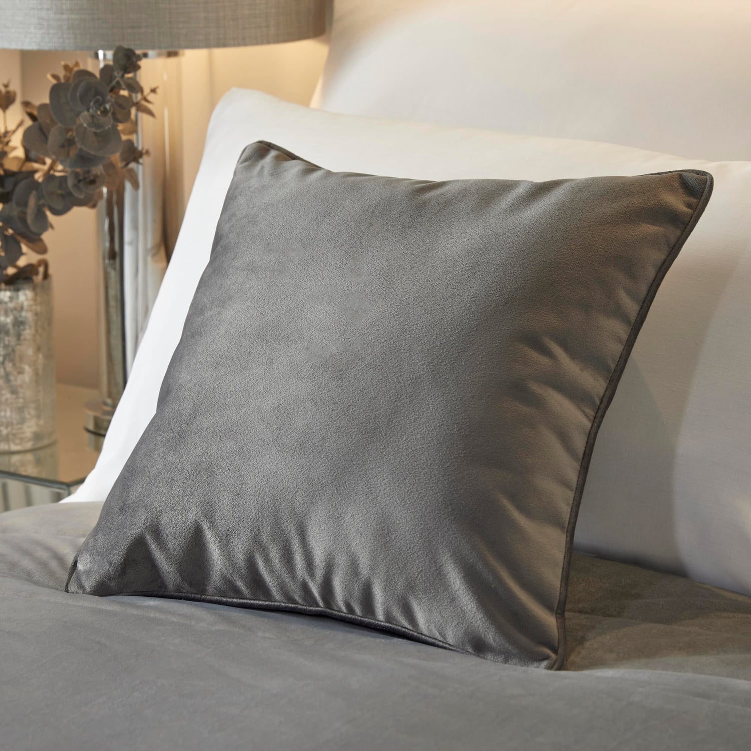 Melanie Velvet Filled Cushion 43cm x 43cm (17" x 17") - Slate - Melanie Cushion In Slate 43 X 43Cm 2