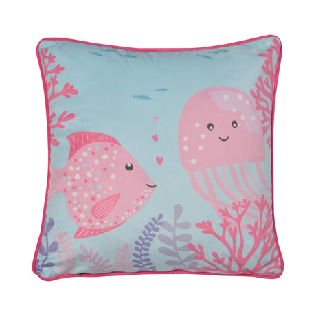 Mermaid Vibes Kids Cushion Cover - Mermaid Vibes Cushion In Pink 43 X 43Cm 2