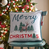 Merry Christmas Deer Festive Cushion Cover 43cm x 43cm - Green
